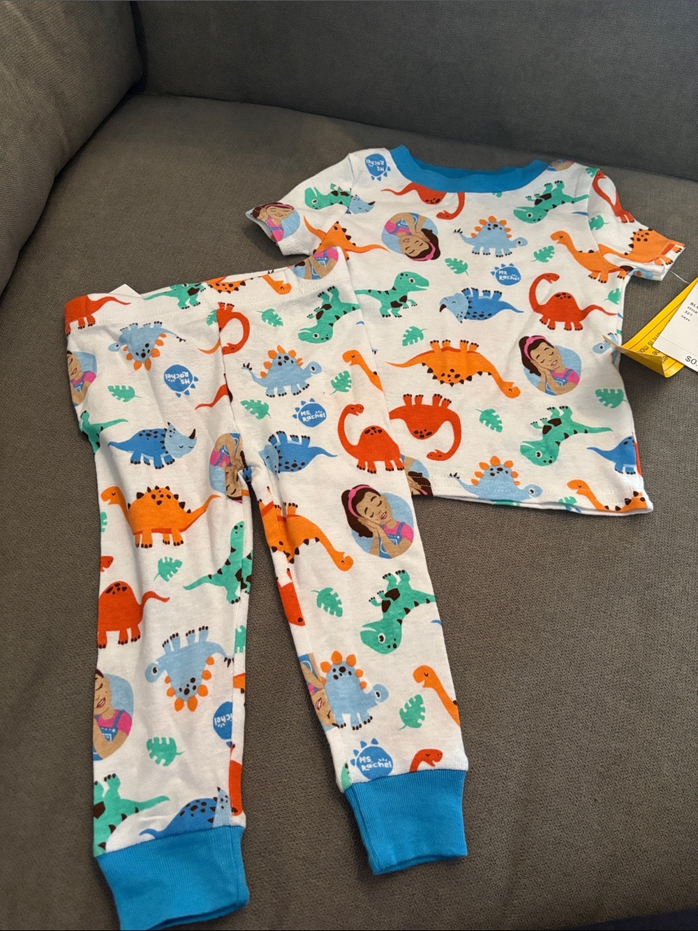 Ms Rachel Kids Pajama Set with Bright Blue Trim